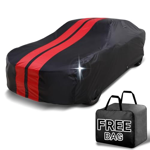 Car Cover Waterproof All Weather for 1973 (Black / Red (Stripe) / 29. Malibu 4-Door 1973-1977)