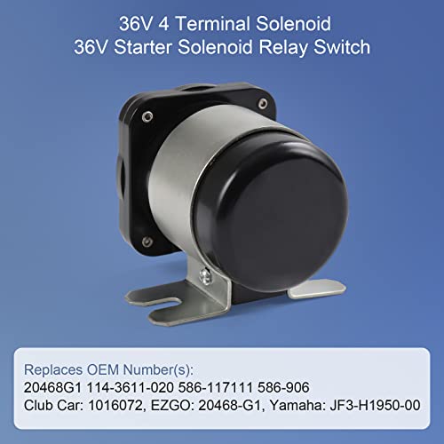 36V 4 Terminal Solenoid 20468G1 36V Solenoid Relay Switch Replacement for EZGO (36V For 1988-up ; G8,G9,G14,G16)