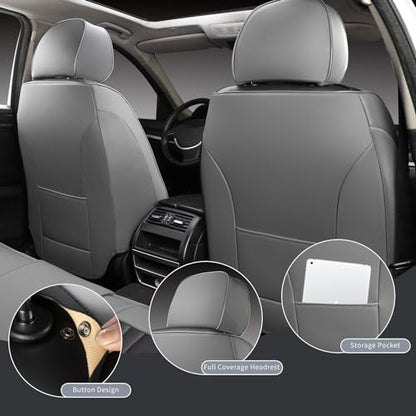 Leather Car Seat Covers (Grey&Black/Front Pair)