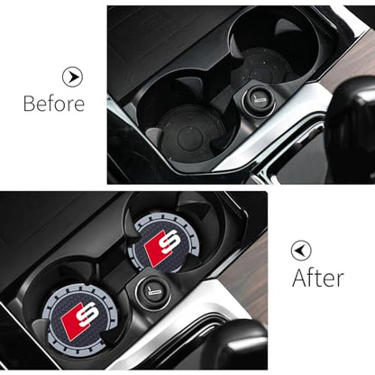 Car Cup Holder Coaster for Audi S Line Recessed Silicone Cupholder Coaster Interior Accessories 2.75IN 2Pack (Gray-05)