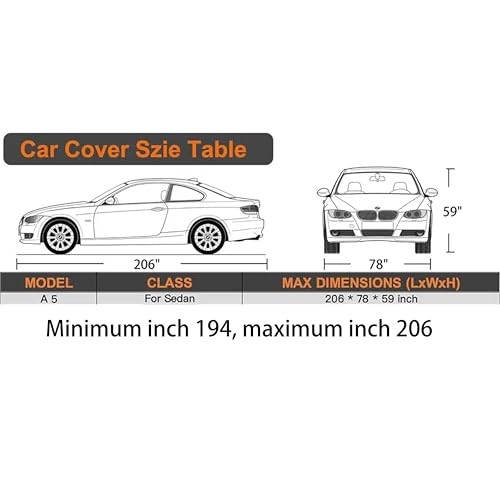 Waterproof Car Cover All Weather Snowproof UV Protection Windproof Outdoor Full car Cover (Fit Sedan Length(194- 206 Inch) / Blue)