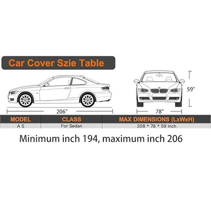 Waterproof Car Cover All Weather Snowproof UV Protection Windproof Outdoor Full car Cover (Fit Sedan Length(194- 206 Inch) / Blue)