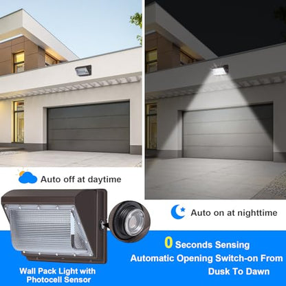 120W 6 Pack LED Wall Pack Lights for Barn Shop Garage (WITH photocell)