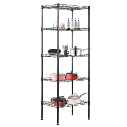 5 Tier Wire Shelf (Black / 17"D x 12"W x 48"H)