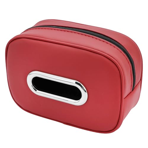 Car Tissue Holder with 2 Storage Nets (Wine Red)