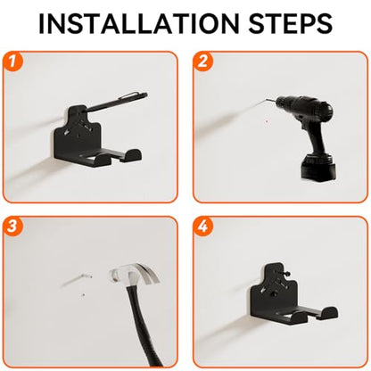 Garage Organizer Trimmer Rack Wall Mount (Black 4 Packs)