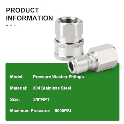 2PCS 304 Stainless Steel 3 (3/8"FNPT)