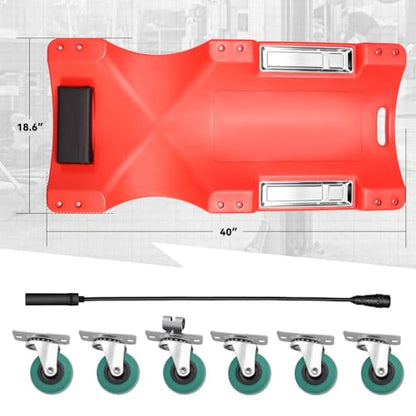 40 in Low Profile Car Rolling Mechanic Creeper (Red / 40" L (w/LED Light))