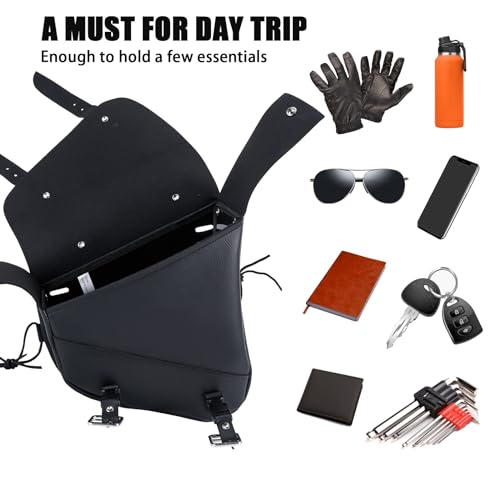 Motorcycle Saddle Bags Leather Motorcycle Solo Swing Arm Bag For Softails Sportsters Choppers Waterproof Side Bags (Right Side / Black)