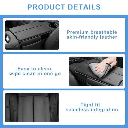 Leather Center Console Armrest Covers for 2020 (for 2020-2026 GLE-Black)
