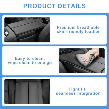 Leather Center Console Armrest Covers for 2020 (for 2020-2026 GLE-Black)