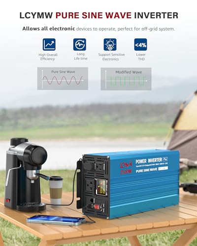 Power Inverter 2500 Watt Pure Sine Wave 12V DC to 110V (2500W - 12V / Blue)