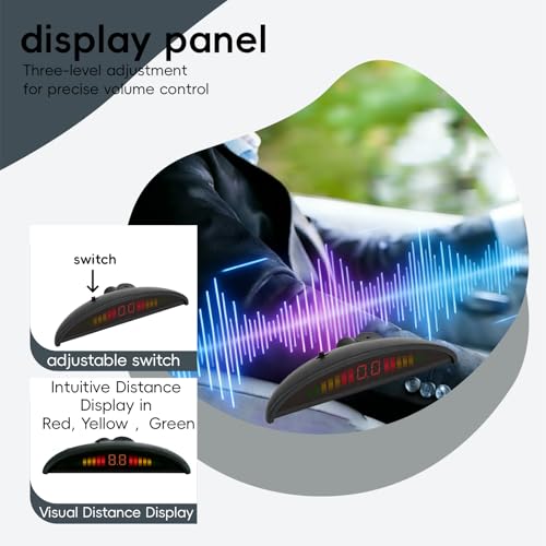 Parking Sensor Kit Backup Sensor Kit Reverse Sensor for Car 20 Color Options for Probes Adjustable Alarm Volume Professional Sensore de Reversa para Carro Safe Driving Assistant Matte Black (Matte Black)