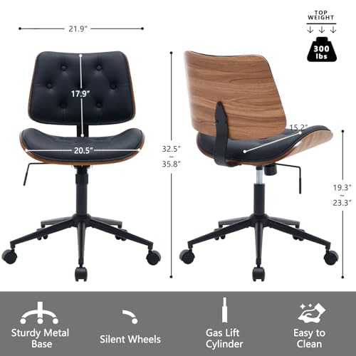 Armless Home Office Chair in Button Style (Black / Button Style)