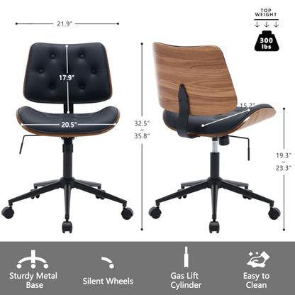 Armless Home Office Chair in Button Style (Black / Button Style)
