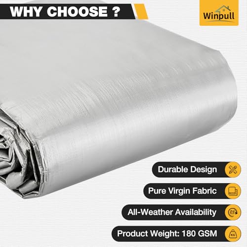 Heavy Duty Tarp 14 Mil Tarp Waterproof Silver 12x20 FT (Silver/Black-14mil / 12'x20')