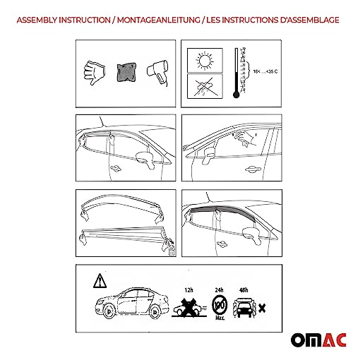 Window Visor Vent Rain Guard Deflector for Mercedes Metris 2016 (Metris 2016-2024 / Wind Deflector / Tape-On)