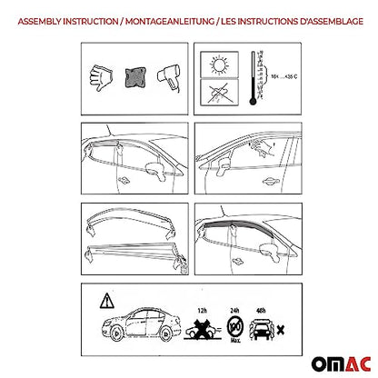 Window Visor Vent Rain Guard Deflector for Mercedes Metris 2016 (Metris 2016-2024 / Wind Deflector / Tape-On)