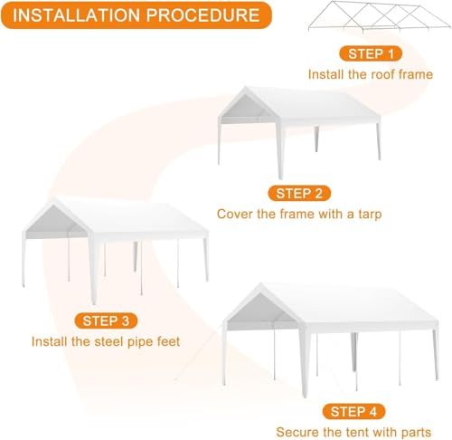 10x20ft Metal Carport with Leg Wrap (Gray / 10*20FT All-inclusive White)