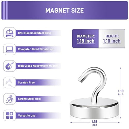 Magnetic Hooks Steel Tube Design for Cruise (Silver / 100lb Magnetic Hooks)