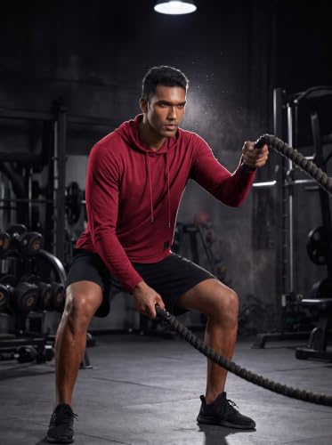 Mens Fashion Athletic Hoodies Sport Sweatshirt Solid Color Fleece Pullover Red X (X-Large / Red)