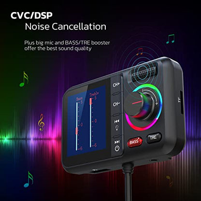 Bluetooth Car Adapter with Large Color Screen (Black)