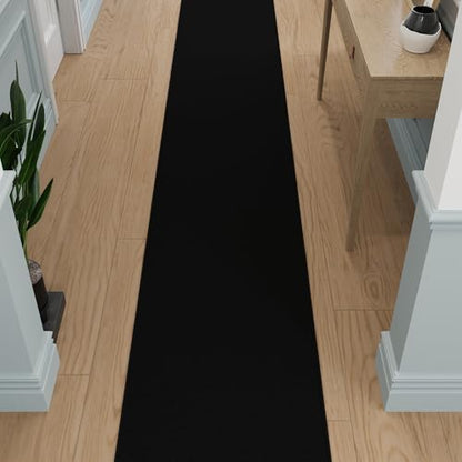 2x43 Extra Long Hallway Runner Rug (Solid Black)