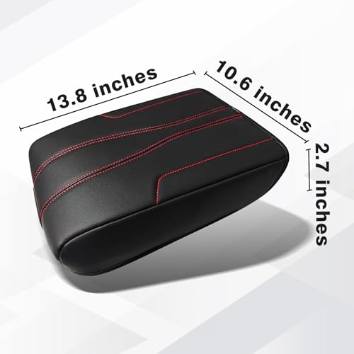 Armrest Cover for GMC Acadia 2024 (19) 24+ |Acadia&Traverse| Black/Red Trim, Regular)