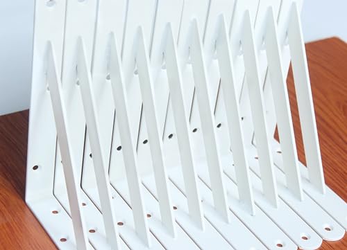20 Pack L8 x H 6" White Heavy Duty Shelf Brackets with Screws Metal Shelf Brackets Shelf Support Angle Brackets for Shelves L Brackets Heavy Duty Floating Shelf (20 Pack-White / 8''x6'')