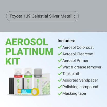 Car Paint Touch Up Spray Kit (Aerosol Spray - Platinum Kit / Celestial Silver Metallic)
