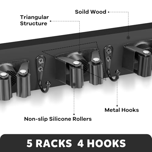 Broom Holder Wall Mount (Black)
