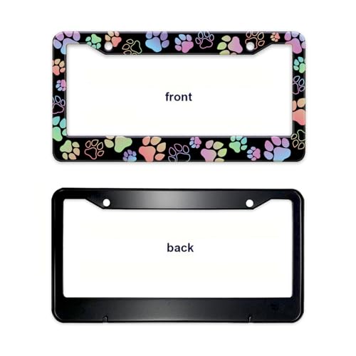 Dog Paw Car License Plate Frames Colorful Pet Paw License Plate Holder (Dog paw Prints)