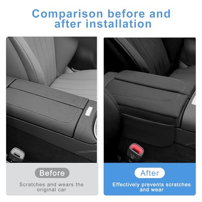 Leather Center Console Armrest Cover for Mercedes (for 2023-2026 GLC/L-Black)