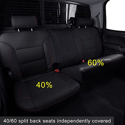 Custom Fit Seat Covers for 2014 (B ( 2014-2018 Crew Cab) / Black & Red)