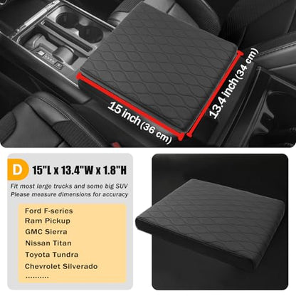 Truck Center Console Armrest Cover PU Leather (sizeD 15 x 13.4 x 1.8 inch(large trucks/SUVs))