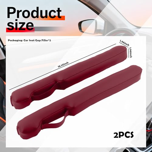 2026 2PCS Upgraded Car Seat Gap Filler with Fixing Ring (Burgundy)