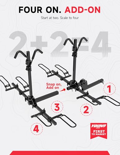 Young 4 Bike Rack Hitch Mount Platform Style Carrier for Cars Trucks SUVs Minivans with 2" Hitch Receiver (4-BIKE RACK 160 LBS)