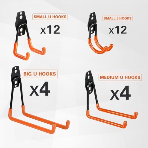 Steel Garage Storage Hooks (32pcs - Orange)