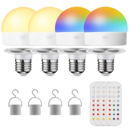 E26 Magnetic Rechargeable Light Bulbs with Remote (2000mAH-4PK)