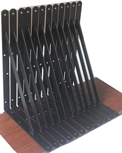 24 Pack L14 x H 10" Black Heavy Duty Shelf Brackets with Screws Metal Shelf Brackets Shelf Support Angle Brackets for Shelves L Brackets Heavy Duty Floating Shelf (24 Pack-Black / 14''x10'')