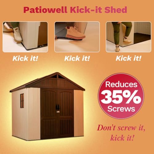 8x6 FT Resin Outdoor Storage Shed with Floor (Beige / 8x6 FT)