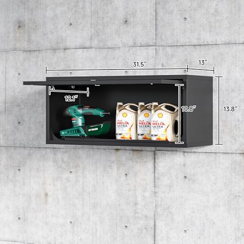 Metal Wall Storage Cabinet with Up (13.8"H / Black)
