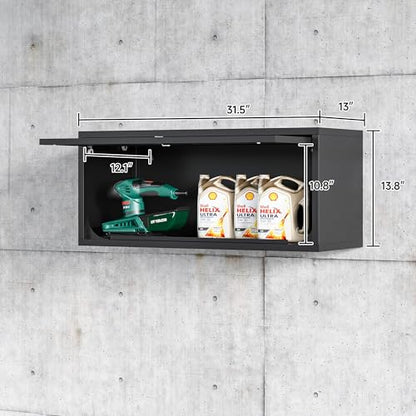 Metal Wall Storage Cabinet with Up (13.8"H / Black)