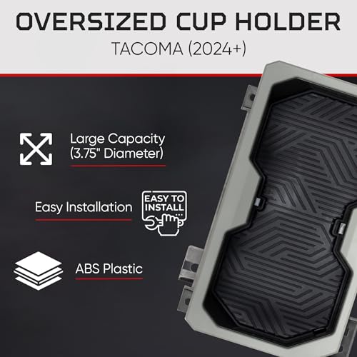 Oversize Cup Holder Compatible with Toyota Tacoma 2024+ (Lunar Rock/Black)