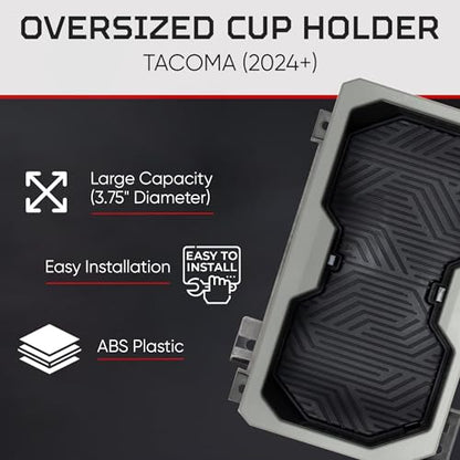 Oversize Cup Holder Compatible with Toyota Tacoma 2024+ (Lunar Rock/Black)