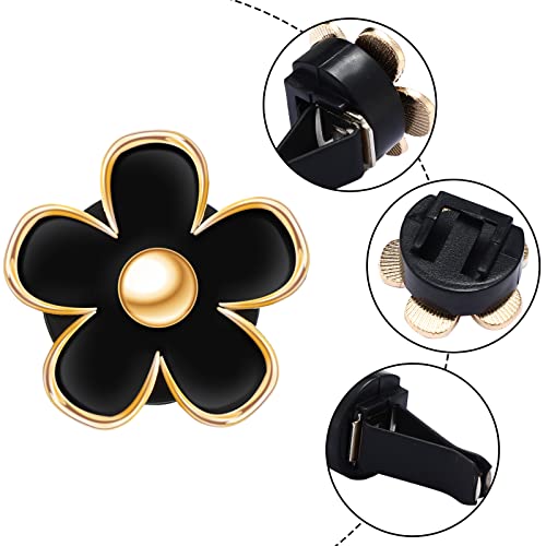 6 Pcs Daisy Vent Clips for Car (Black, / 1 Count (Pack of 6))