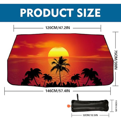 Sunset Style Car Windshield Sun Shade Umbrella Car Windshield Foldable Accessories Blocks Uv Rays Keeps Car Cool Car Window Shades Blocks UV Rays Car Accessories (One Size / Sunset Style)