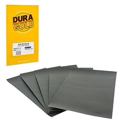 5-1/2" x 9" Wet or Dry Sandpaper Sheets, 1000 Grit, Box of 25 (1000-Grit)