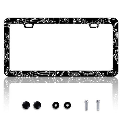 Music Notes License Plate Frame Sheet Music Stainless Steel 6x12 Inch 2Hole (Music Notes)