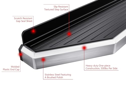 Polished Running Boards Style Compatible with Ford F250 F350 Super Duty 1999 (Polished / Running Board Flat Style)